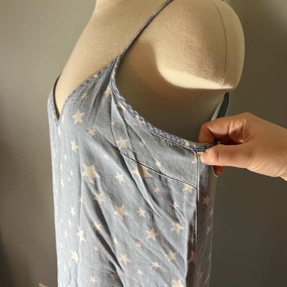 Splendid Size Large Americana Denim Star Patriotic V Neck Slip Dress POSH38 - Picture 11 of 15
